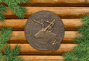 Whitetail-Deer-14-034-Indoor-Outdoor-Wall-Clock-amp-Thermometer