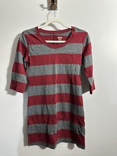 Mossimo Women’s S Burgundy/Gray Striped T-shirt Dress | SKU 0550