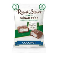 RUSSELL STOVER Sugar Free Coconut Chocolate Candy, 3 oz. bag   6 pieces 