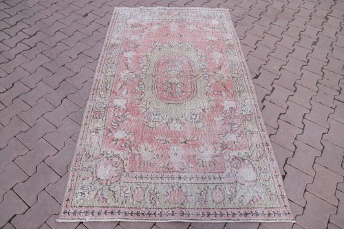 Medallion Accent Rug Traditional Handmade Carpet Oushak Ethnic Red Rug 4x7ft