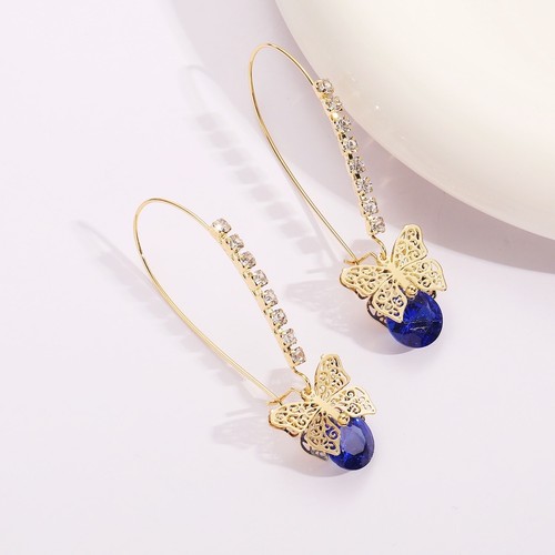Betsey Johnson CZ Butterfly Dangle Earrings Amethyst Colored CZ Stone Accents - Picture 4 of 6