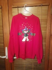 Vintage Jerzees Made In USA Raglan Sweathshirt Christmas Ugly Sweater XL Red 80s