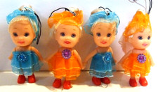 Lot of 4 Plastic Dolls For Phone, Purse, Backpack Charm Strap - NWOT  12 