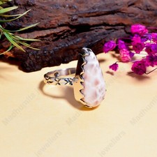 Pink Larimar Gemstone 925 Sterling Silver Ring Handmade Jewelry Ring For Gift