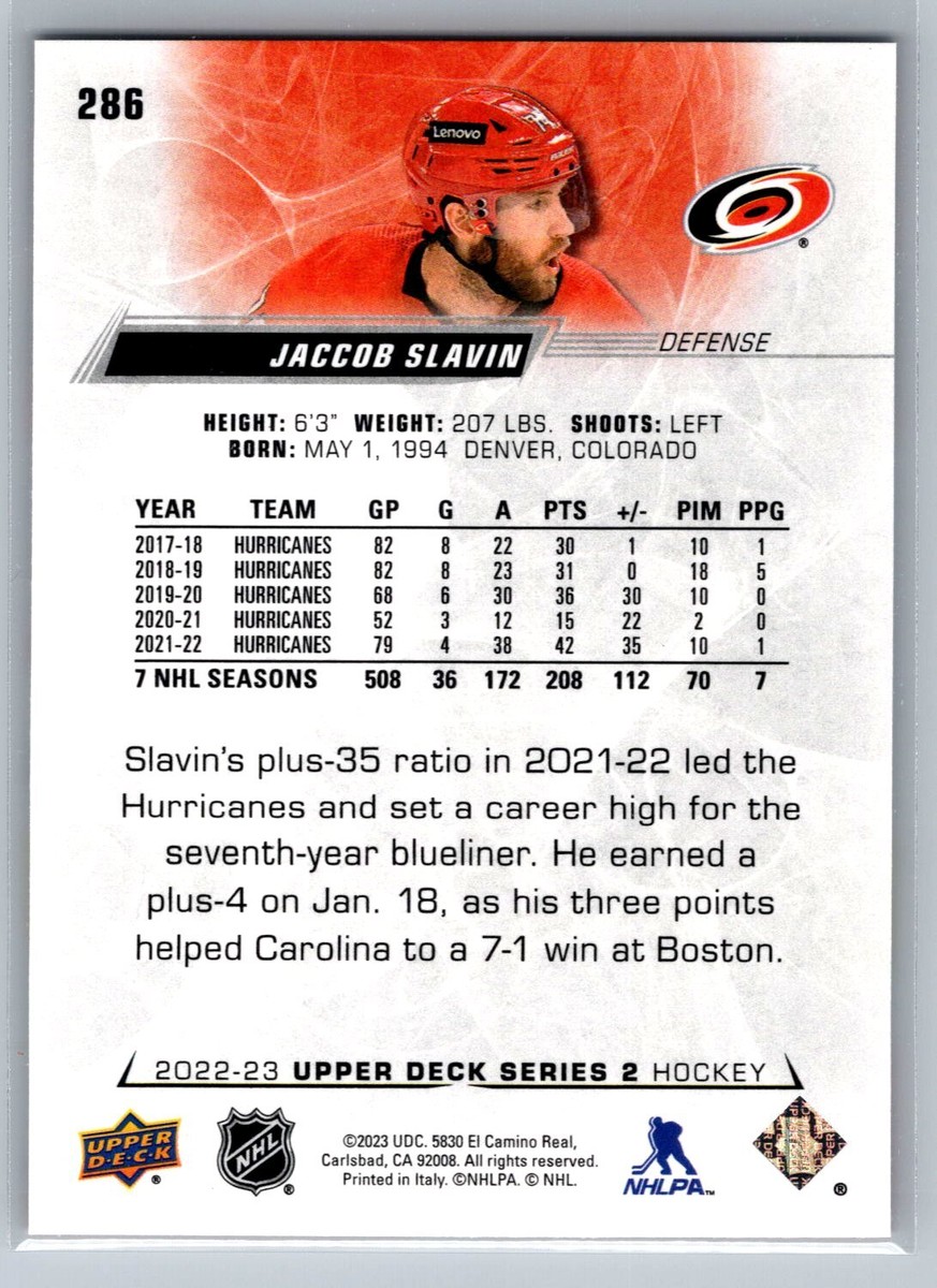 Jaccob Slavin 2022-23 Upper Deck HOCKEY #286 Carolina Hurricanes