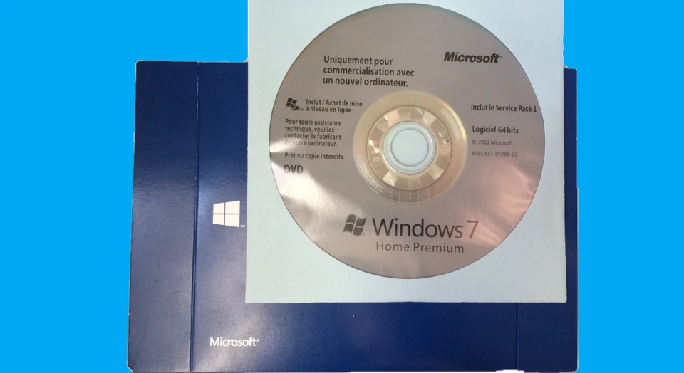 Microsoft Windows 7 Home Premium Sp1 DVD officiel 64 bit français (no licence) - Photo 2/2