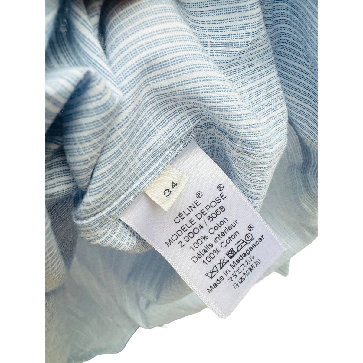 Celine By Phoebe Philo Blue Cotton Striped shirt Size 34 fits up