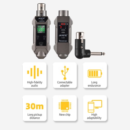 UHF Wireless Microphone System XLR Mic Adapter Wireless Transmitter Receiver - Picture 7 of 12