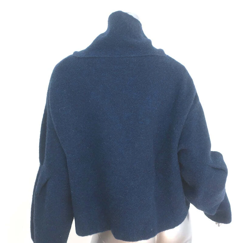 Suéter Corto Cuello Capucha T by Alexander Wang Azul Marino Elástico Lana Talla Grande Foto 4 de 4