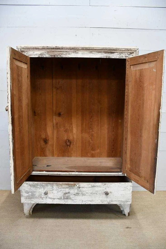 Antiguo gabinete Virginia c.1880 pintura blanca original Foto 3 de 3