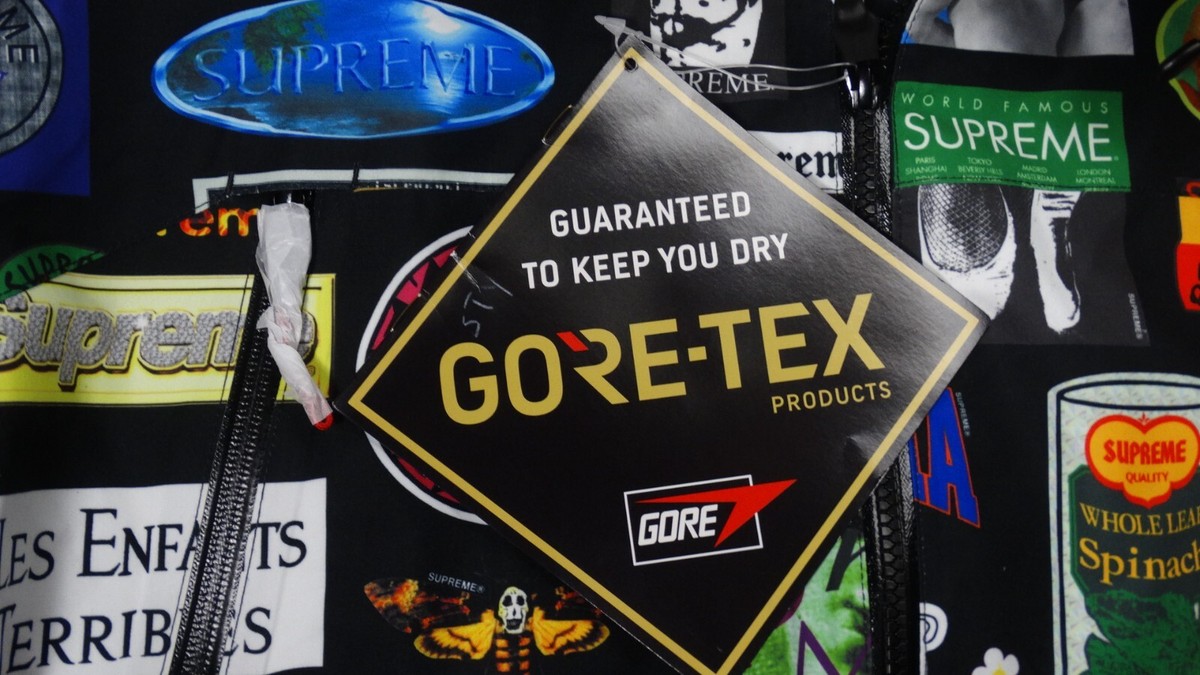 Supreme Gore Tex Stickers Shell Jacket Mens XL Black Hood Supreme Gore Tex Stickers Shell Jacket Mens XL Black Hood