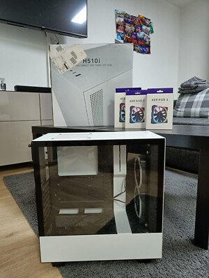 NZXT H510i Weiß Midi-Tower+ NZXT AER RGB 120/140mm Gehäuselüfter
