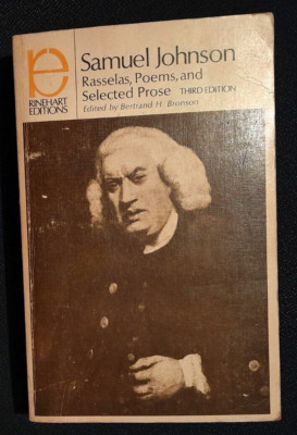 SAMUEL JOHNSON - Rasselas, Poems & Selected Prose - Bronson 1971