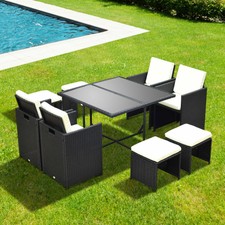 Outsunny 9 Pcs Patio Wicker Sofa Set Garden Rattan Funiture Set w/ Cushion