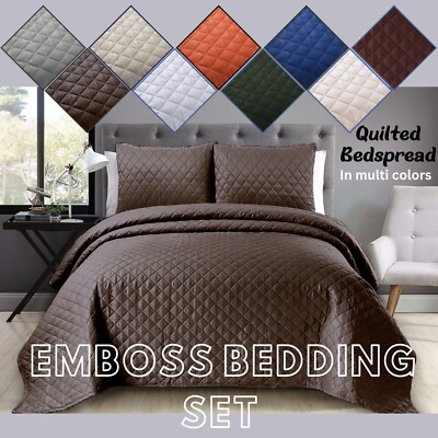 Quilt Comforter 3-teilig gesteppte Bettwäsche & Kissen Shams Set | Doppel Kingsize