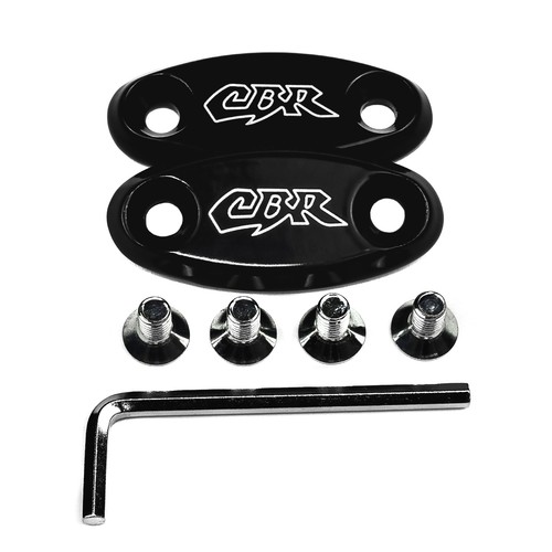 2000-2001 Honda CBR 900 RR 929 Mirror Block Off Base Plates Logo Engraved Black - Picture 6 of 8
