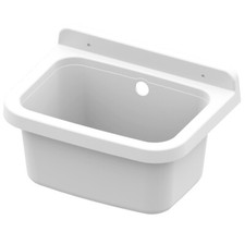 Lavatoio Pilozzo a Muro Mini in Resina a Parete Sospeso con Sifone cm 39x39x24h