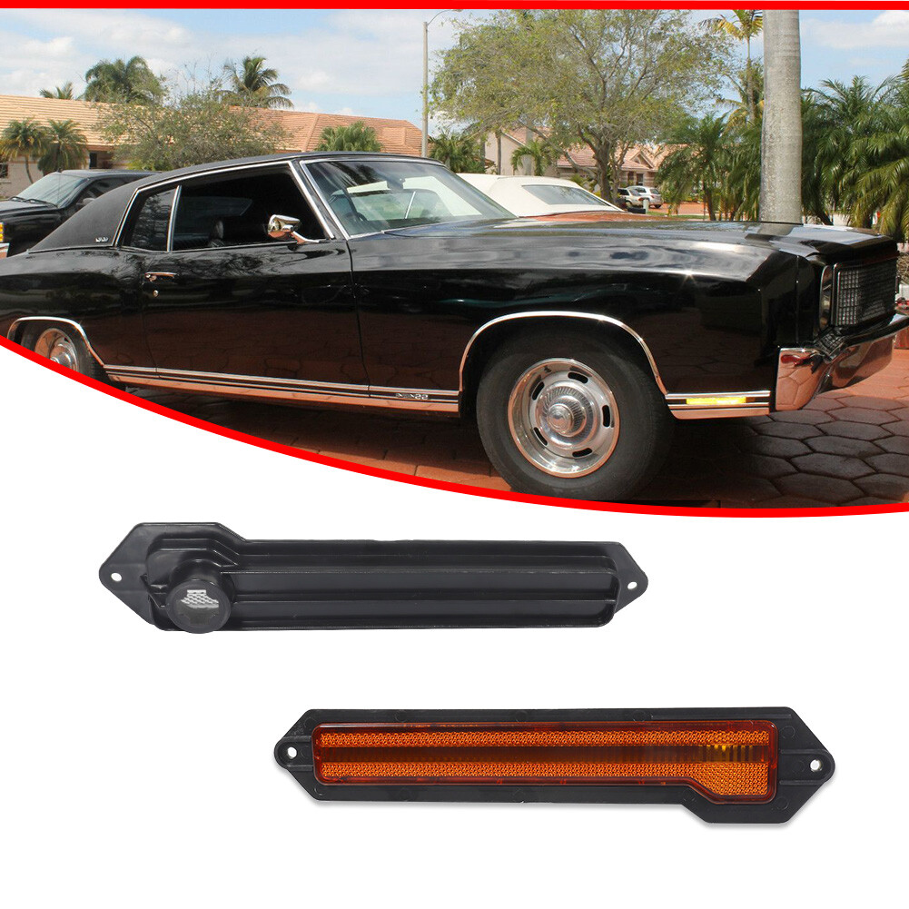 ブルー10面ランプ Amber Lens Front Side Marker Signal Light Covers For 70-72