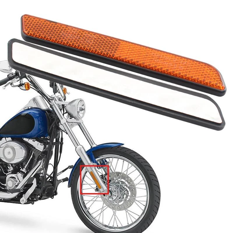 1 par de reflectores de pierna de horquilla ámbar para deslizadores inferiores de pierna Harley Dyna Super Glide Foto 2 de 4