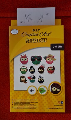 Diamond Painting-''Crystal Art''- OWL-LIFE -10 ST.-EULEN-STICKER-Craft Buddy-NEU 