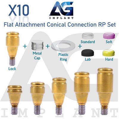 10 Flat Attachment Prosthetic System Kit RP Conical Connection Titanium