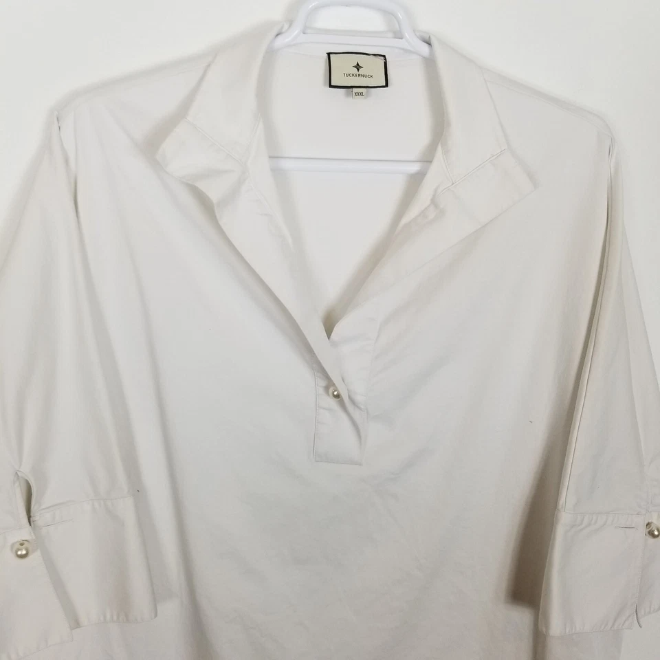 Blusa Top Tuckernuck Mujer Blanco Sauce Talla 2XL Blanca Manga 3/4 Oficina Foto 3 de 4