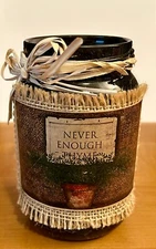 Primitive Americana Country Hand Decorated Storage Jar- Never Enough Thyme Label
