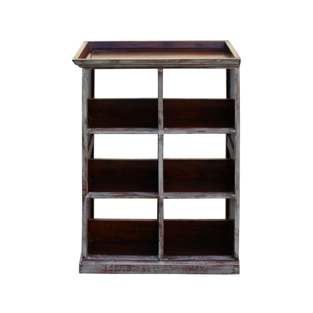 Distressed Cream Gray White Wood Small Table Top Curio Display Stand ws726S Distressed Cream Gray White Wood Small Table Top Curio Display Stand ws726S