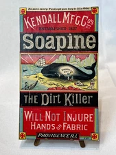 Antiq. Victorian Trade Card Kendall Mfg Co Soapine Beached Whale English German