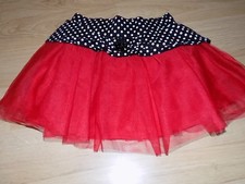 Size 6 Disney Minnie Mouse Red Tulle Skirt Black White Polka Dot Waist GUC