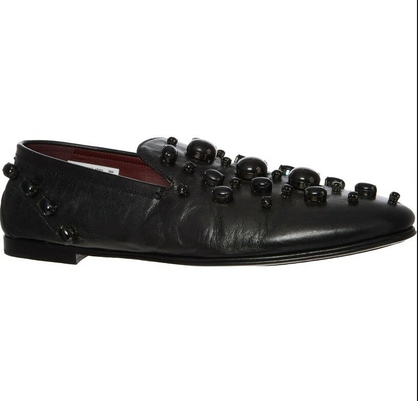 MEN'S DOLCE&GABBANA STUDDED CALF LEATHER SHOES UK 8 EUR 42 BNWB RRP £1170