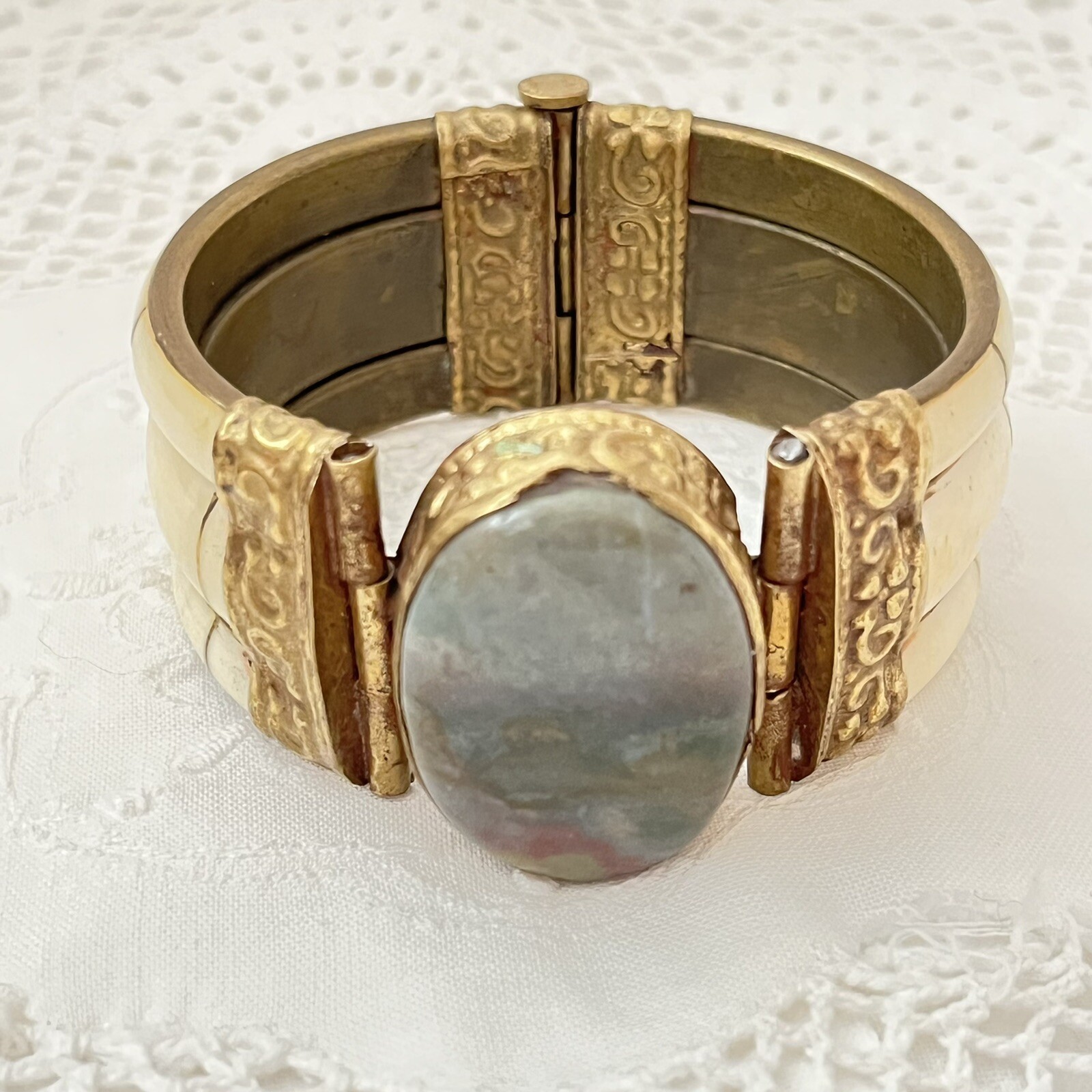 Gemstone Bangle Agate Tribal Statement Cuff - image 3