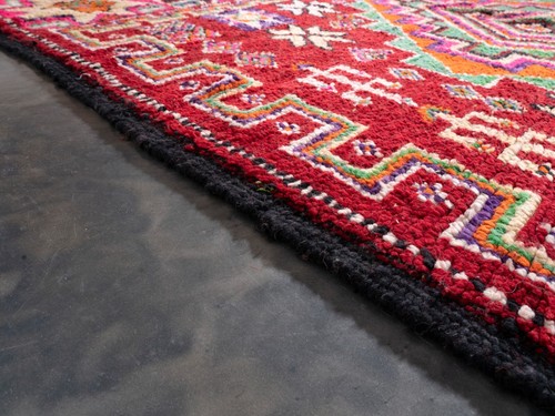 7x9 ft Vintage Handmade Wool Boujaad Red Area Rug Moroccan Living Room - Picture 6 of 10