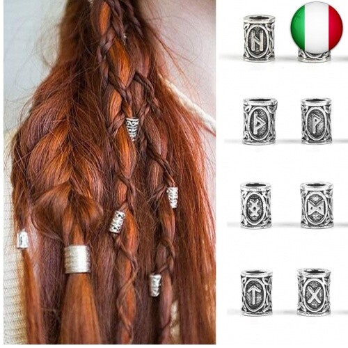 DODUOS 24 PCS Perline per Barba Vichinga Perline di Rune Vichinghe perline di - Foto 7 di 7