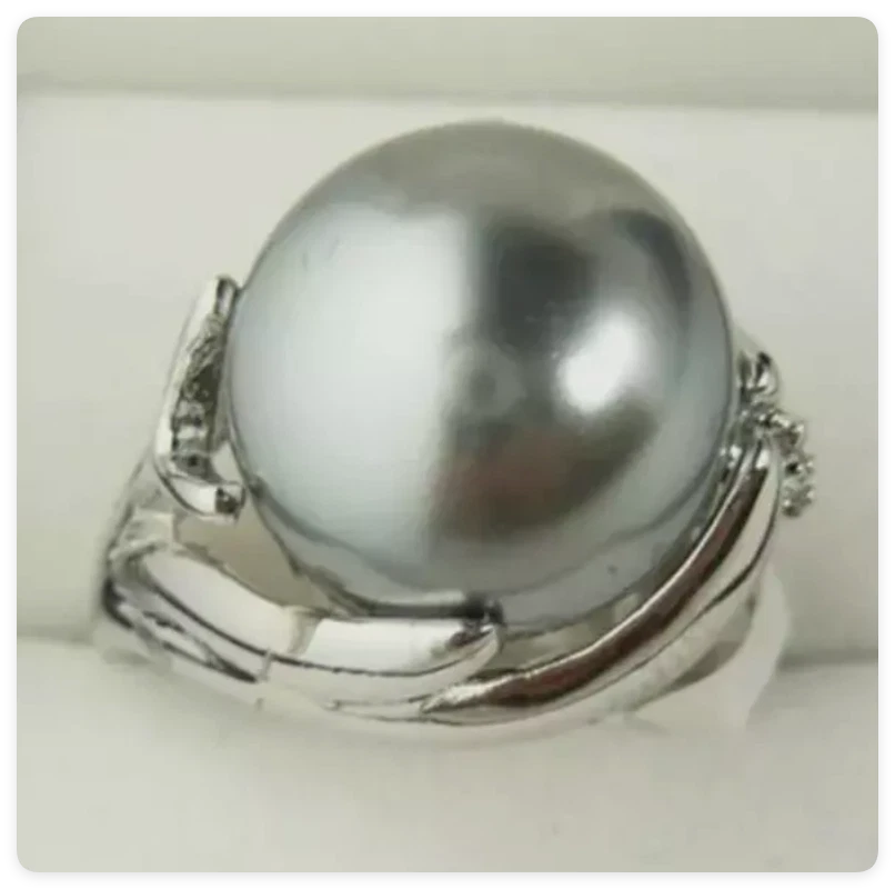 7 Цветов 14 мм Южное море круглый раковина жемчуг драгоценных камней ювелирных изделий кольцо размер AAA - Изображение 3 из 4