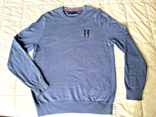TOMMY HILFIGER Mens Blue Cotton Crewneck Sweater, Size M, EUC