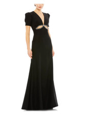 MAC DUGGAL CUTOUT EMBELLISHED COLUMN BLACK GOWN DRESS 2
