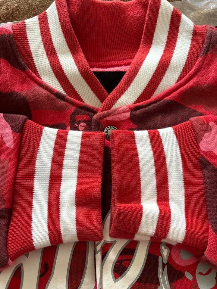 Bape OG Pharrell Red Camo Varsity Jacket A Bathing Ape Jacket Unused VTG - Image 4 of 4