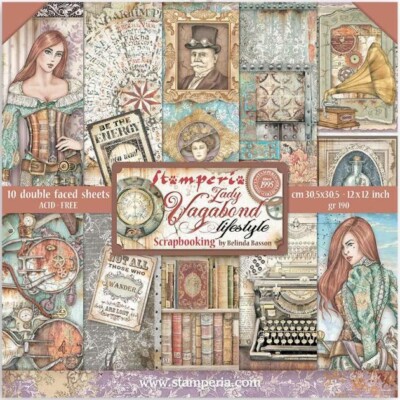 STAMPERIA-1 SET Scrapbooking Papier-15,2cm-Lady Vagabond-Lifestyle-SBBXS10