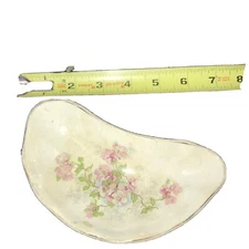 Vintage Anchor Pottery Floral Porcelain Cresent Dish