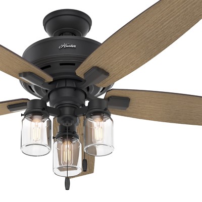 ceiling fan light rustic hunter kit fans led glass clear inch iron natural finish renewed refurbished certified lighting