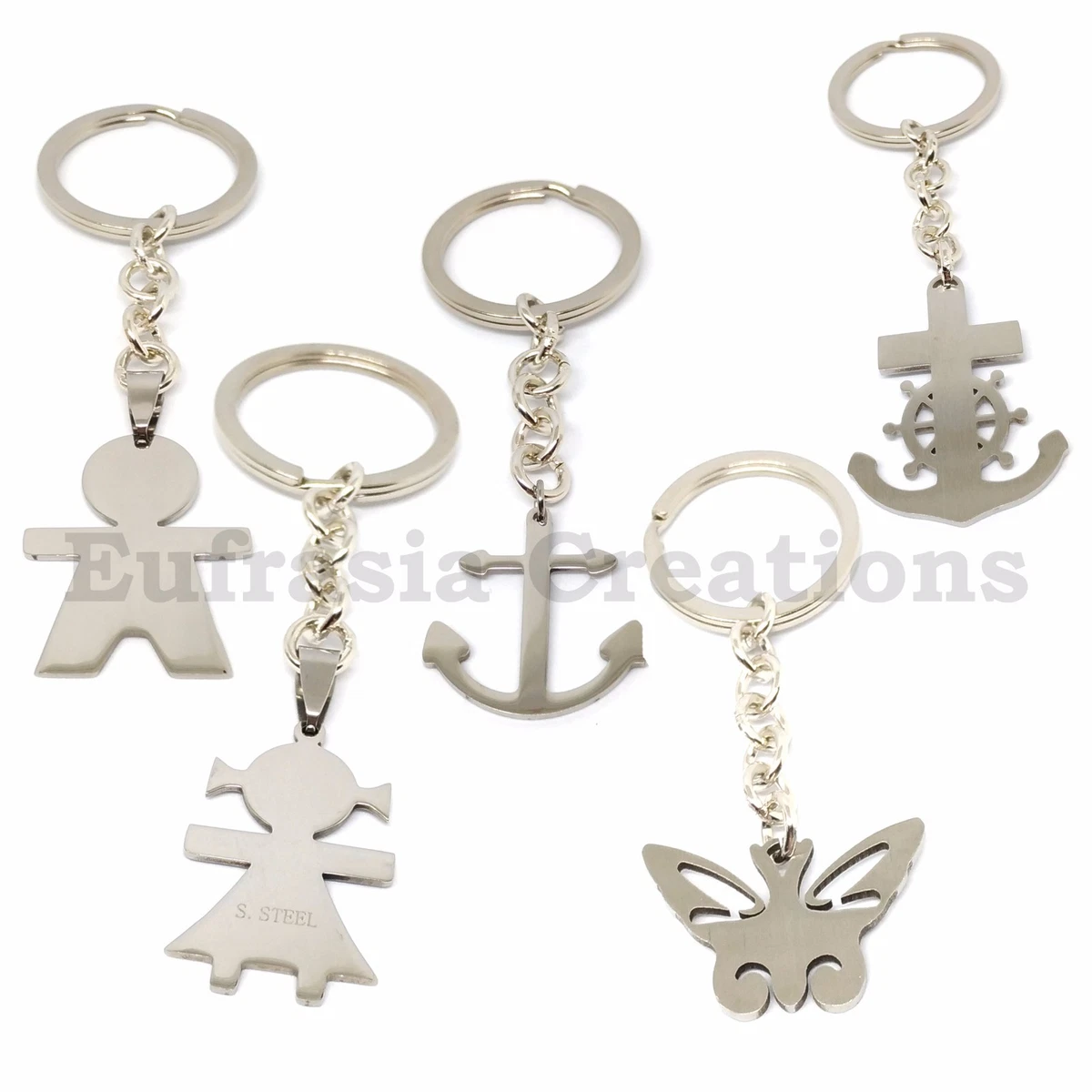 NEWEI Portachiavi a farfalla in acciaio inox placcato oro con farfalla portachiavi per donne e ragazze, Farfalla placcata argento #6