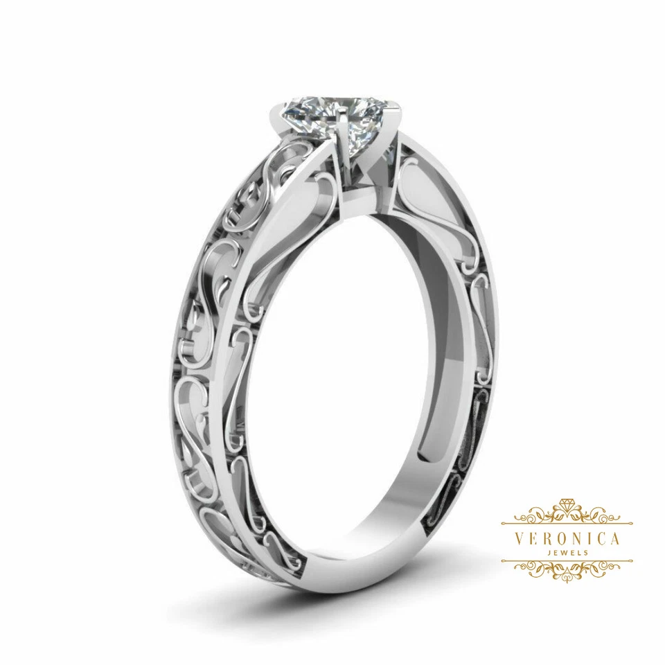 Designer 1 CT White Heart Cut CZ Engagement Ring With Solid 925 Sterling Silver - Image 3 of 4