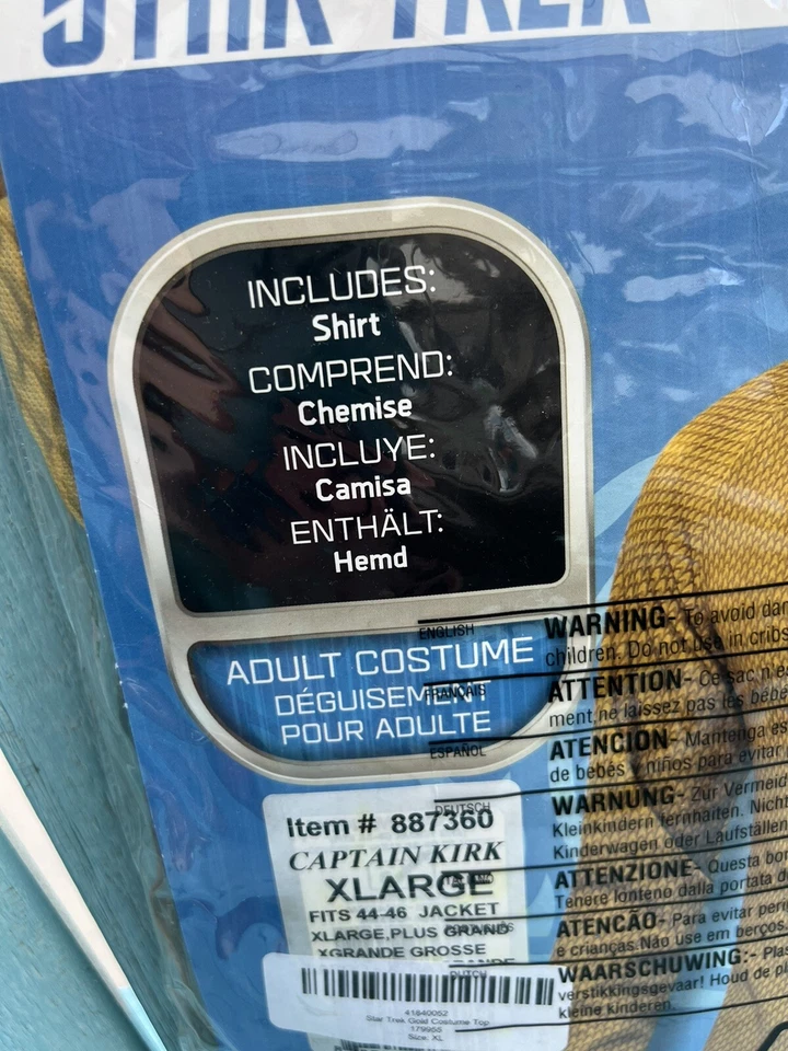 Мужская Star Trek: Beyond капитан Кирк Deluxe костюм рубашка только X-Large - Изображение 3 из 4