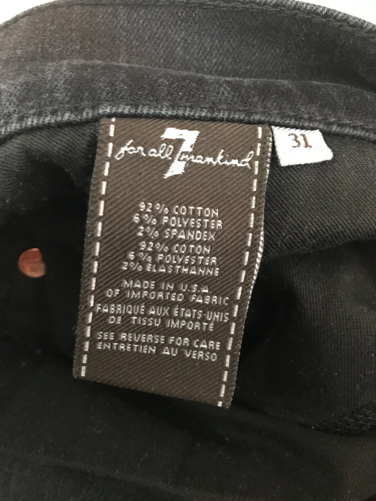 For All Mankind 7 Men's Black Jeans Paxtyn Bootcut Size 31x30