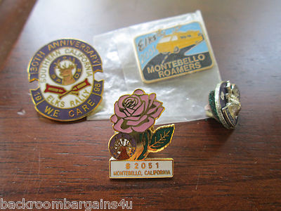 Various B.P.O.E. Elks Pins Plus 1 - 5yr Pin  (4) Montebello, Ca #2051