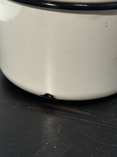 Vintage Emaille Doppelkessel 3 Stück schwarzer Rand weiß Porzellan - Bild 16 von 18