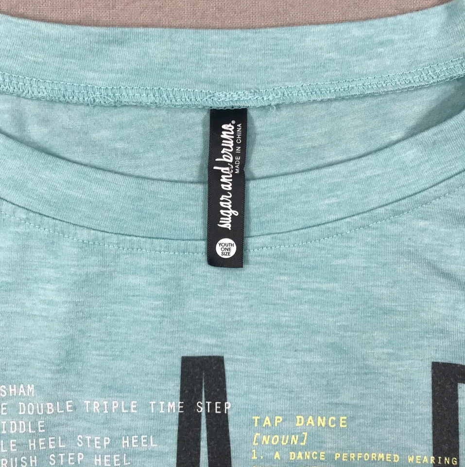 Sugar & Bruno Shirt Youth One Size Blue Tap Dance Pullover Long Sleeve Thumbhole - Image 3 of 4