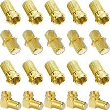 F Type Connector Kit,Coaxial Cable 10pcs RG6 Plug Connector+5pcs Female Extended