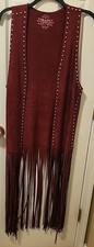 Crazy Train  BURGUNDY Faux Suede Studded Frin...